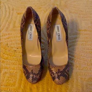Jimmy Choo Snakeskin Print Pumps